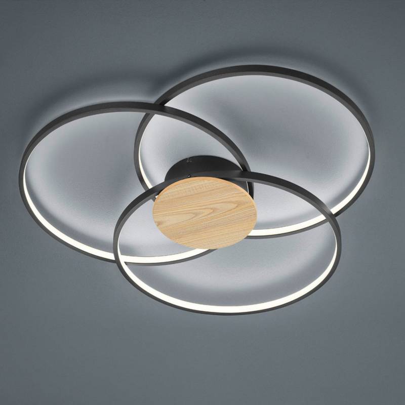 Trio Lighting Led Deckenlampe Sedona Mit Holzdetail Schwarz Matt Lampe Leuchte B-Ware von TRIO LIGHTING