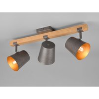 Deckenstrahler bell 3 flammig Silber antik & Gold mit Holz im Industrial Style von Trio Leuchten