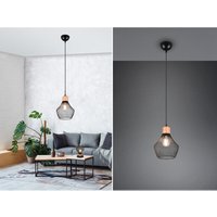 Trio Lighting - Vintage Pendelleuchte valeria Drahtgeflecht Schwarz mit Holz, ø 18cm Trio Lighting - Vintage Pendelleuchte valeria Drahtgeflecht Schwarz mit Holz, ø 18cm von TRIO LIGHTING