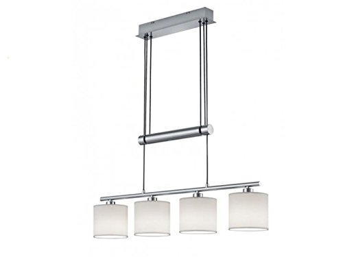 Trio Leuchten Jojo Pendelleuchte Garda, 305400401 Nickel matt, E14, Stoffschirm Weiß, 13.5 x 77 x 150 cm von TRIO LIGHTING FOR YOU