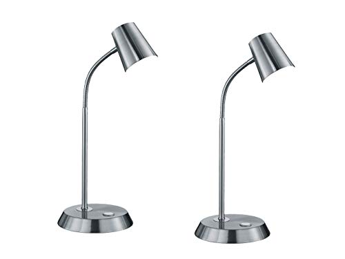 2er SET dimmbare Schreibtischleuchten mit Flexarm, Metall Silber Höhe 38cm 2er SET dimmbare Schreibtischleuchten mit Flexarm, Metall Silber Höhe 38cm von meineWunschleuchte