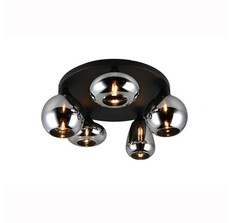 TRIO Leuchten Deckenleuchte, Leuchtmittel nicht inklusive, Deckenlampe Deckenleuchte Wohnzimmerlampe Metall schwarz matt Glas von TRIO Leuchten