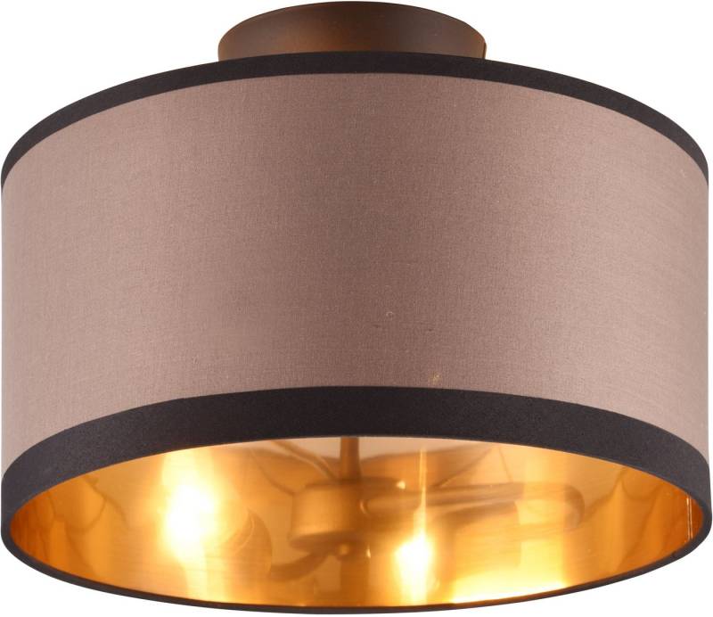 Reality Leuchten Deckenleuchte DAVOS, Deckenlampe mit Stoffschirm exkl 2xE14 max 28W Ø30cm Höhe 22cm, Leuchtmittel wechselbar, warmweiß - kaltweiß, Deckenleuchte Küche Schlafzimmer Wohnzimmer Stoffschirm zweifarbig von Reality Leuchten
