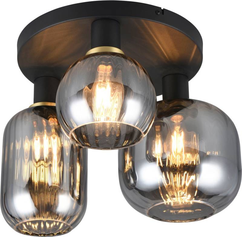 TRIO Leuchten Deckenleuchte DIVA, E27 Deckenlampe 3-flammig mit Glasschirm, exkl 3xE27 max 10W, Leuchtmittel wechselbar, warmweiß - kaltweiß, Deckenlampe Ø 39cm, Glasschirme in 3 Formen, Lampe Wohnzimmer Küche von TRIO Leuchten