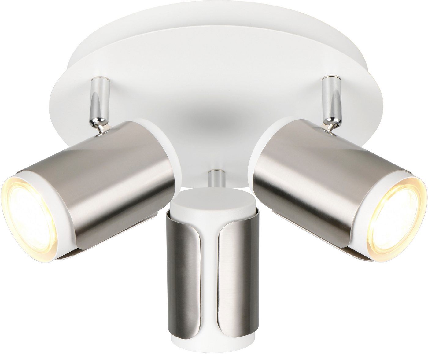 TRIO Leuchten Deckenstrahler GILLAN, Spot 3-flammig, exkl 3x GU10 max 10W, Ø 30 cm Höhe 16 cm, Leuchtmittel wechselbar, warmweiß - kaltweiß, GU10 Deckenspot 3er Rondell für Küche Flur, Spots schwenkbar, IP20 von TRIO Leuchten