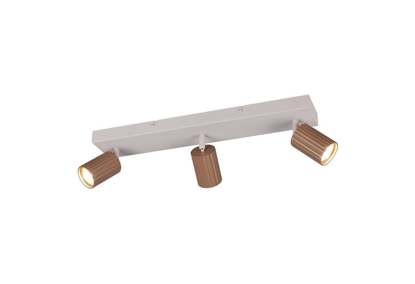 TRIO Leuchten Deckenstrahler SOKA, 3-flammig, Braun, Grau, Metall, ohne Leuchtmittel, verstellbare Lampenschirme, B 50 x H 12,5 x T 14,5 cm von TRIO Leuchten