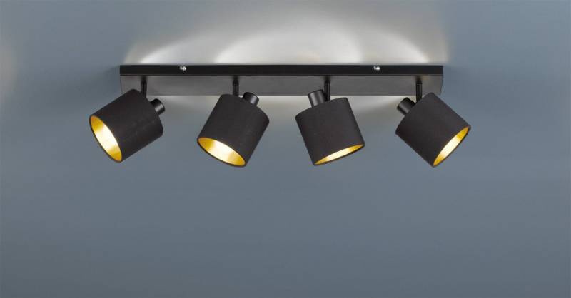 Reality Leuchten Deckenstrahler Tommy, Leuchtmittel wechselbar, 4-flammiger Deckenspot (E14) in schwarz-gold Optik von Reality Leuchten