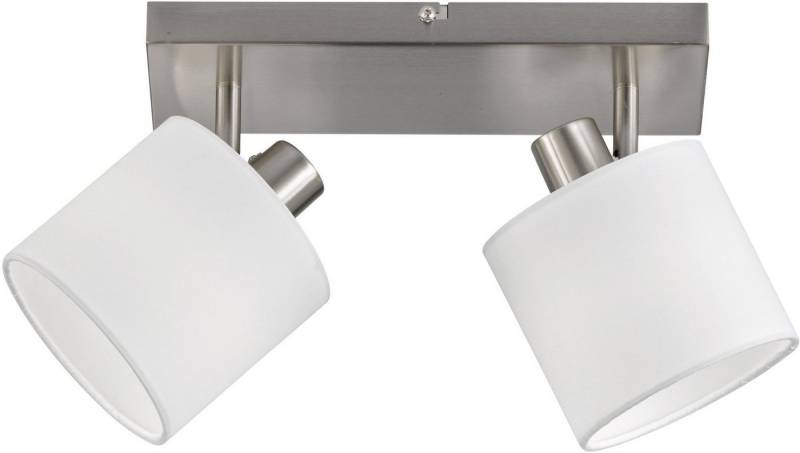 Reality Leuchten Deckenstrahler Tommy, ohne Leuchtmittel, 2-flammig (E14) in weiß-Nickel matt Optik, Spots einzeln schwenkbar von Reality Leuchten