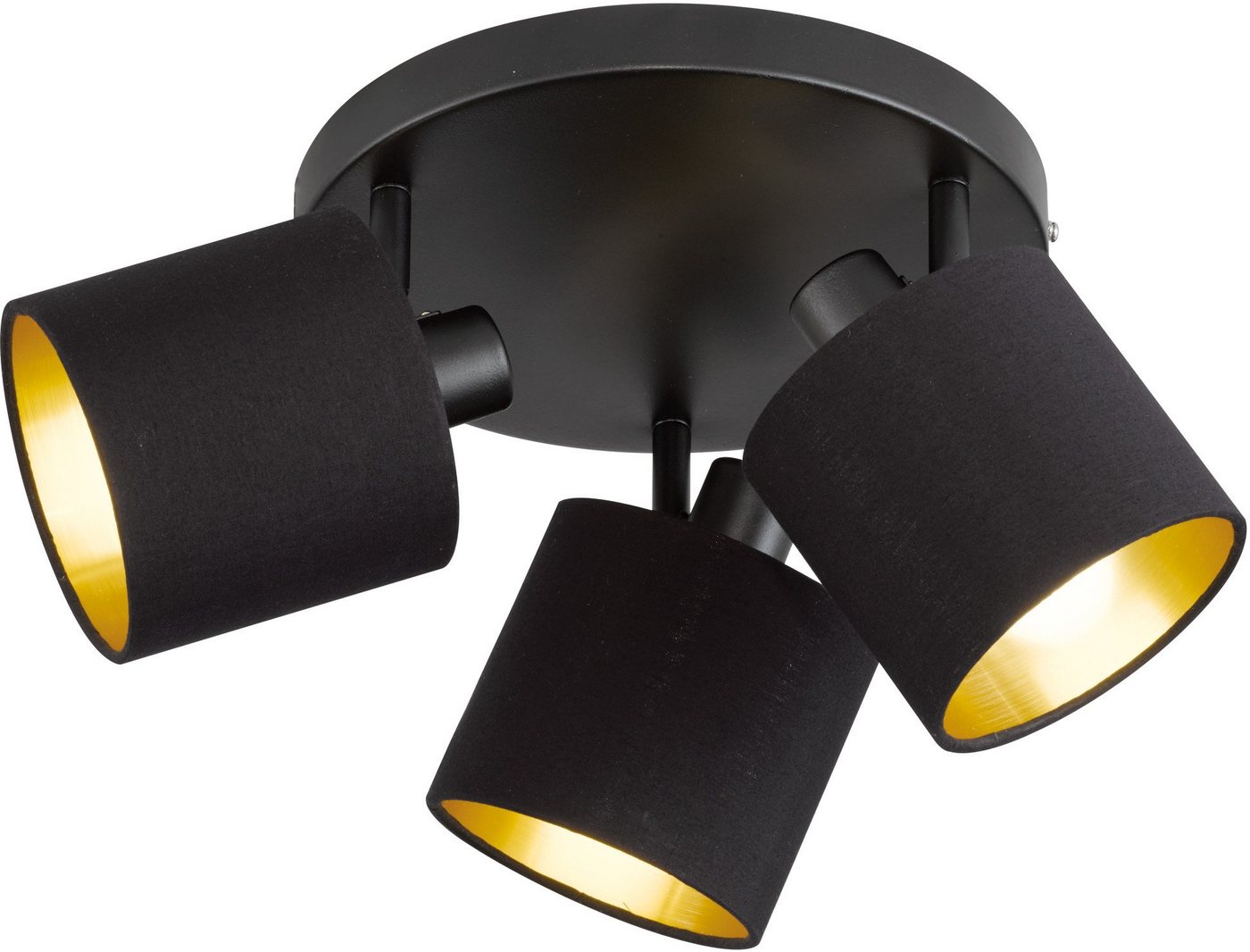Reality Leuchten Deckenstrahler Tommy, ohne Leuchtmittel, 3-flammig (E14) in schwarz-gold Optik, Spots einzeln schwenkbar von Reality Leuchten