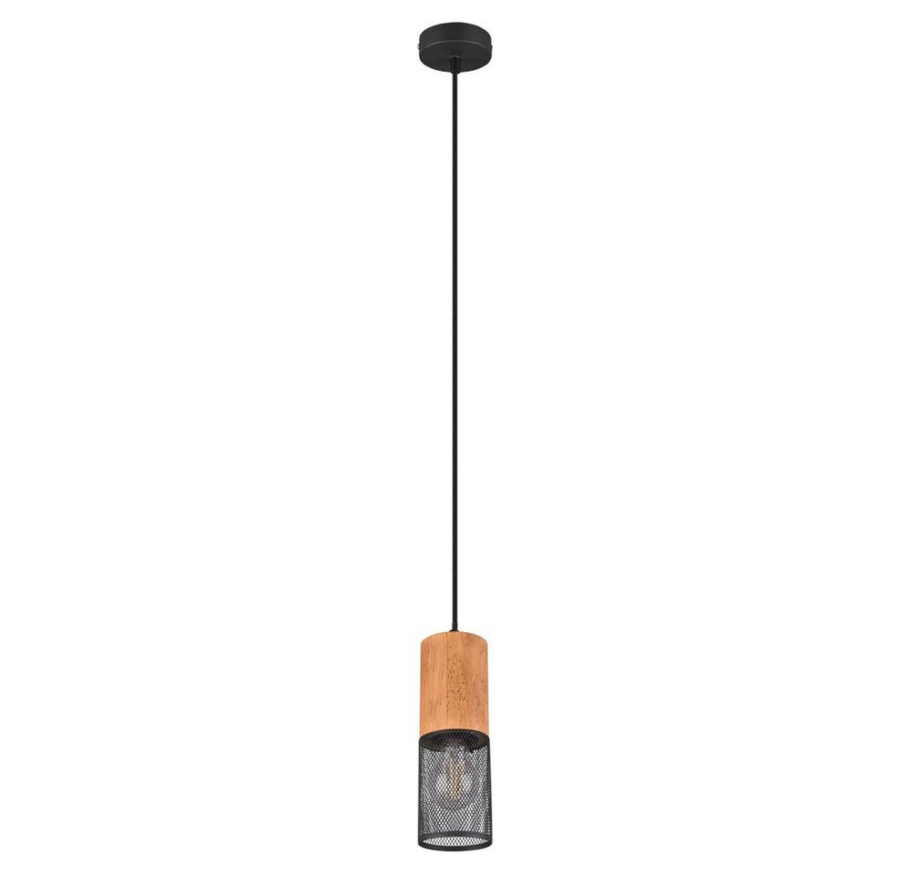 TRIO Leuchten Hängeleuchte, Leuchtmittel nicht inklusive, Design Hänge Leuchte Holz Decken Pendel Lampe schwarz-matt Käfig von TRIO Leuchten