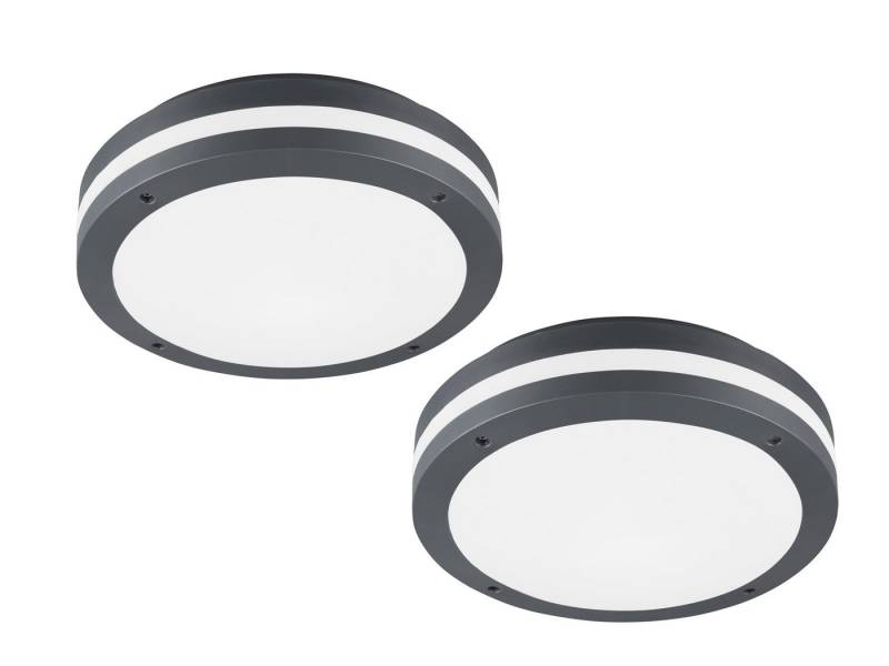 TRIO Leuchten LED Außen-Deckenleuchte, Bewegungsmelder, LED fest integriert, Warmweiß, 2er-Set Terrassenleuchten mit Bewegungsmelder für Hauswand, Ø 30cm von TRIO Leuchten