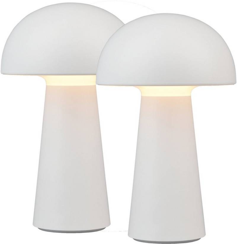 Reality Leuchten LED Außen-Tischleuchte Lennon, Dimmfunktion, LED fest integriert, Warmweiß, 2er Set LED Tischlampe,4-fach Touchdimmer, Ladefunktion per USB-C,IP44 von Reality Leuchten