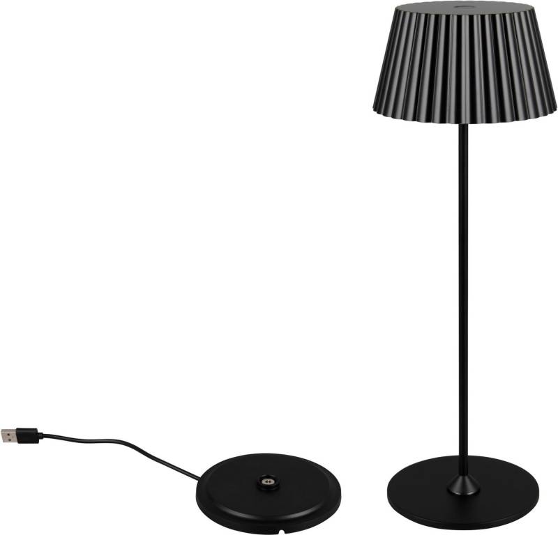 Reality Leuchten LED Außen-Tischleuchte SUAREZ, Dimmfunktion, USB-Ladefunktion, LED fest integriert, Warmweiß, Outdoor Akku Tischlampe inkl Ladestation USB-C, Touch-Dimmer Höhe 39cm von Reality Leuchten