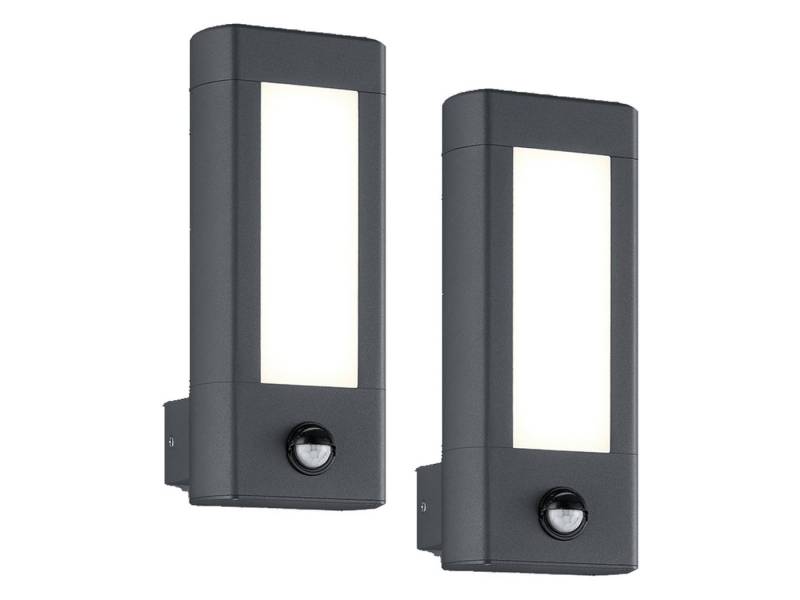 TRIO Leuchten LED Außen-Wandleuchte, Bewegungsmelder, LED fest integriert, Warmweiß, 2er Set Wand Außenleuchten aus Aluminium mit Bewegungssensor, H: 28cm von TRIO Leuchten