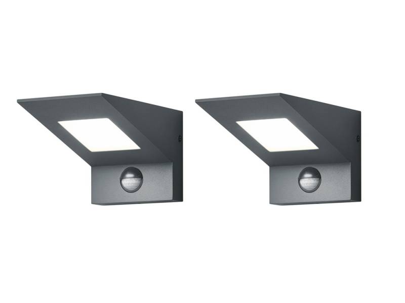 TRIO Leuchten LED Außen-Wandleuchte, Bewegungsmelder, LED fest integriert, Warmweiß, 2er-Set Hauswand Fassadenlampe mit Bewegungsmelder, Anthrazit H: 10cm von TRIO Leuchten