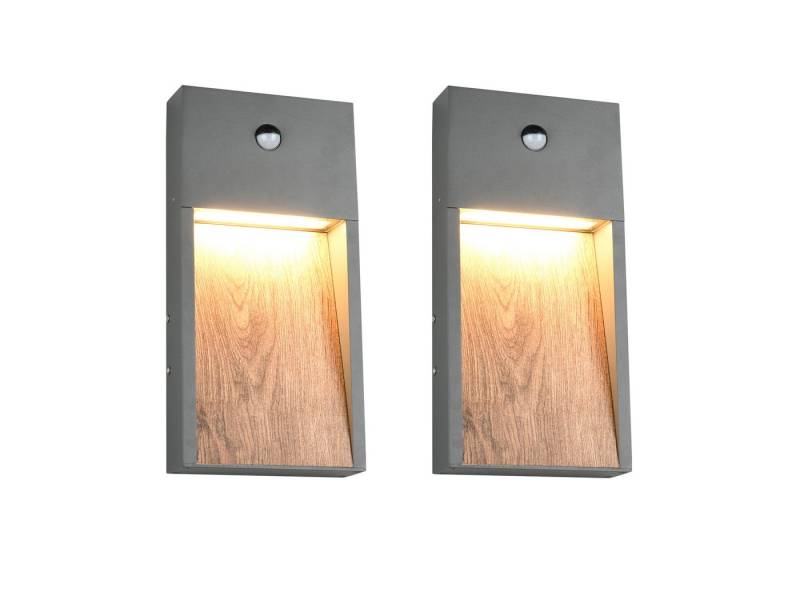TRIO Leuchten LED Außen-Wandleuchte, Bewegungsmelder, LED fest integriert, warmweiß, 2er Set Fassadenbeleuchtung Hauswand Hausbeleuchtung Außen, Höhe 33cm von TRIO Leuchten