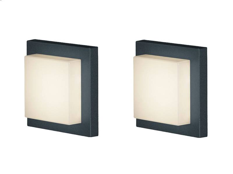 TRIO Leuchten LED Außen-Wandleuchte, LED fest integriert, Warmweiß, 2er-Set Fassadenlampen Außenlicht Fassadenbeleuchtung Anthrazit 14x14 von TRIO Leuchten