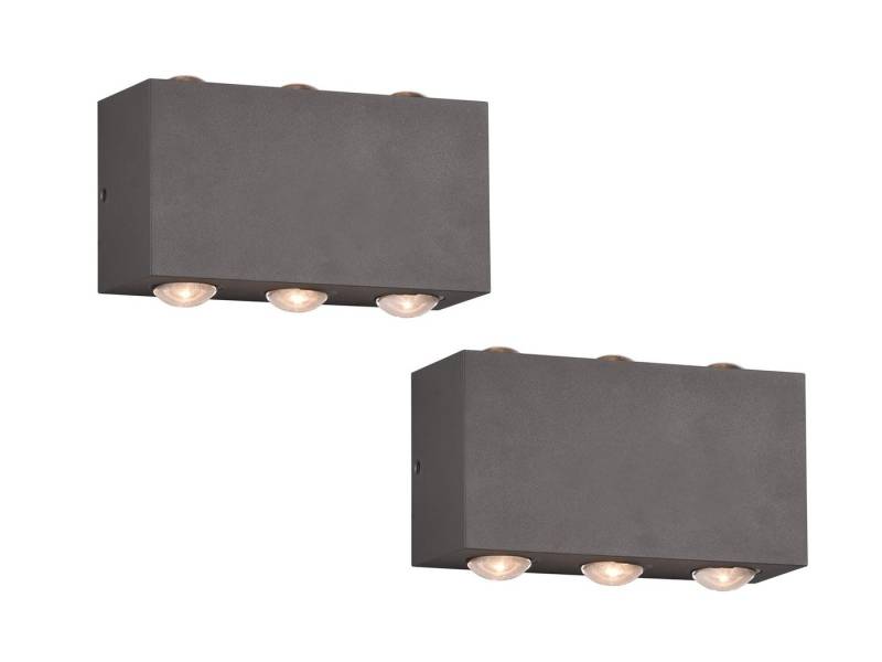 TRIO Leuchten LED Außen-Wandleuchte, LED fest integriert, Warmweiß, 2er-Set flache Fassadenlampe für Hauswand Terrassenleuchten, Anthrazit von TRIO Leuchten