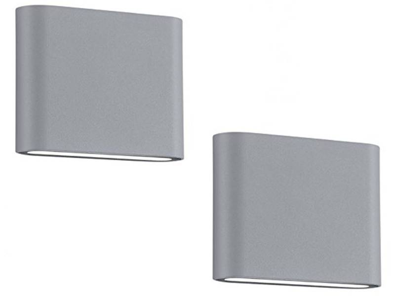 TRIO Leuchten LED Außen-Wandleuchte, LED fest integriert, Warmweiß, 2er-Set kleine Up Down Fassadenlampe, Hauswand Außenlicht, Grau 11,5cm von TRIO Leuchten