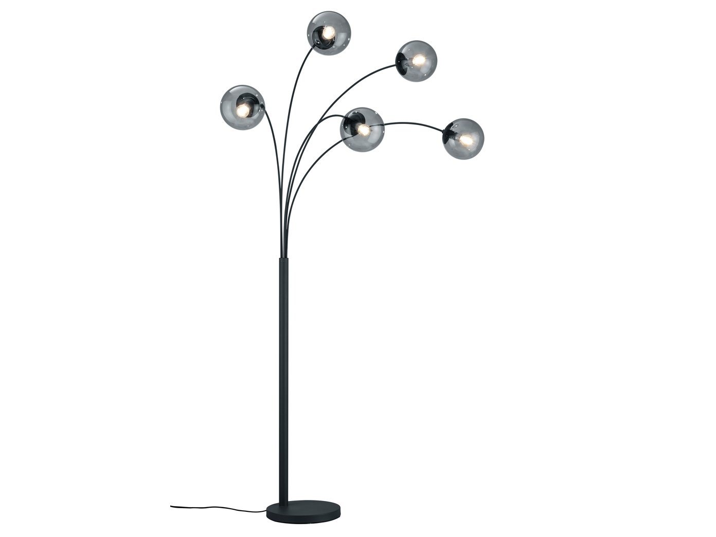 TRIO Leuchten LED Bogenlampe, Dimmfunktion, LED wechselbar, Warmweiß, große ausgefallen-e Bogen-stehlampe für Ecke 5x Rauch-glas Kugel 180cm TRIO Leuchten LED Bogenlampe, Dimmfunktion, LED wechselbar, Warmweiß, große ausgefallen-e Bogen-stehlampe für Ecke 5x Rauch-glas Kugel 180cm von TRIO Leuchten
