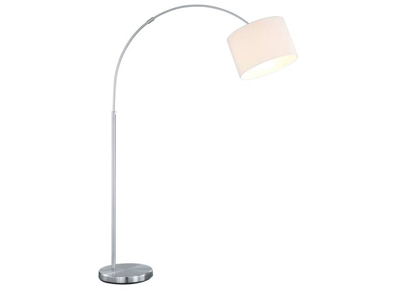 TRIO Leuchten LED Bogenlampe höhenverstellbar bis max. Höhe 215cm, Dimmfunktion, LED wechselbar, Warmweiß, Stehlampe ge-bogen mit Stoff Lampenschirm über Esstisch stehend von TRIO Leuchten