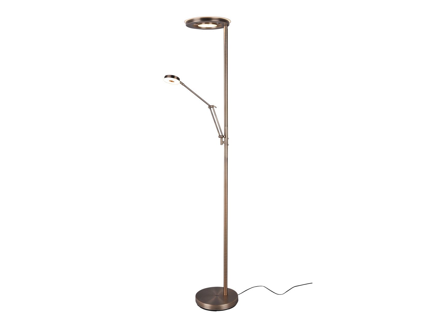TRIO Leuchten LED Deckenfluter, Dimmfunktion Memoryfunktion, LED fest integriert, Stufenlos dimmbar über Touchdimmer., Warmweiß, Neutralweiß, Große Steh-Lampe mit Lese-Lampe in Alt-Messing mit Metallfuß, 181cm TRIO Leuchten LED Deckenfluter, Dimmfunktion Memoryfunktion, LED fest integriert, Stufenlos dimmbar über Touchdimmer., Warmweiß, Neutralweiß, Große Steh-Lampe mit Lese-Lampe in Alt-Messing mit Metallfuß, 181cm von TRIO Leuchten
