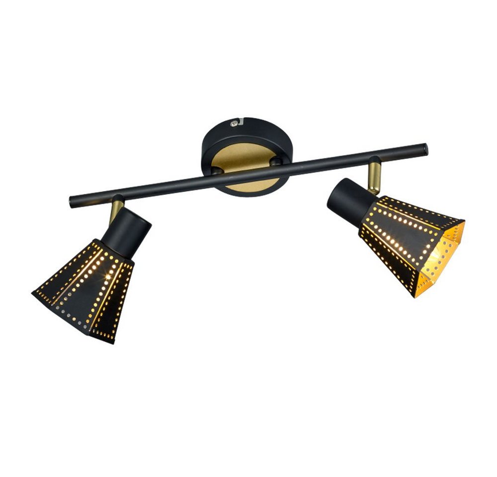 TRIO Leuchten LED Deckenleuchte, Leuchtmittel nicht inklusive, Decken Leuchte Balken Lampe Wohnraum Strahler schwarz gold schwenkbar von TRIO Leuchten