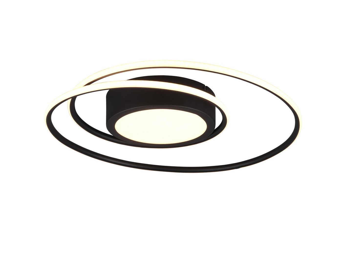 TRIO Leuchten LED Deckenleuchte, Dimmfunktion, LED fest integriert, Stufenlos dimmbar über Fernbedienung, Warmweiß, Neutralweiß, Tageslichtweiß, Große flache Tageslicht-Lampe für Decke, geschwungen aus Metall, Ø60cm von TRIO Leuchten