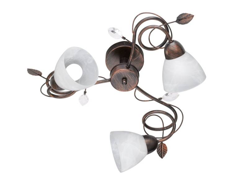 TRIO Leuchten LED Deckenleuchte, Dimmfunktion, LED wechselbar, Warmweiß, Landhausstil Deckenlicht dreiflammig mit Blätter & Kristall Deko Ø61cm von TRIO Leuchten