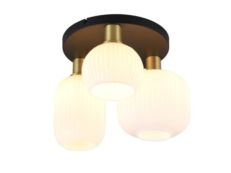 TRIO Leuchten LED Deckenleuchte, Dimmfunktion, LED wechselbar, warmweiß, Besondere Lampenschirm-e Glas Gold-en Retro 70er Treppenhaus, Ø39cm von TRIO Leuchten