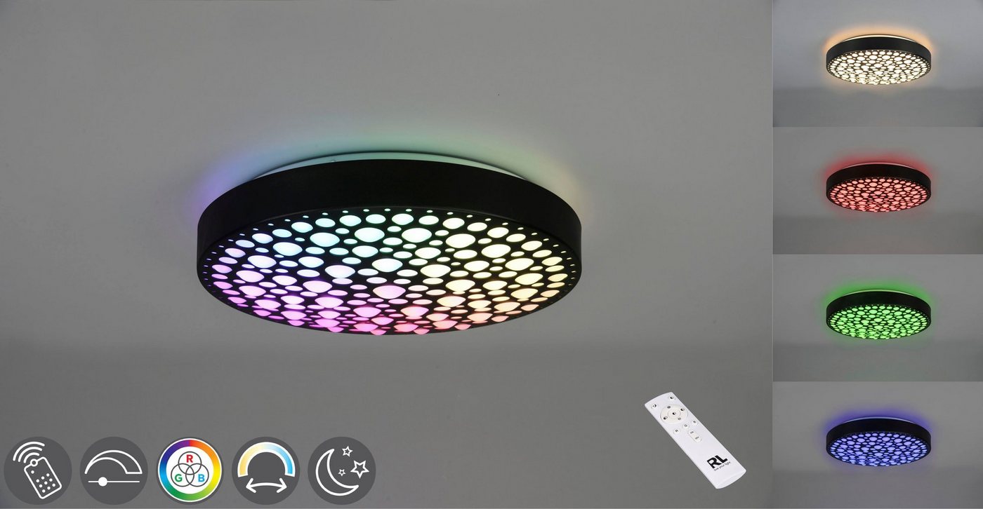 Reality Leuchten LED Deckenleuchte Chizu, CCT - über Fernbedienung, Memoryfunktion, LED fest integriert, Farbwechsler, warmweiß - kaltweiß, Regenbogen RGB-Wechsel, dimmbar per Fernbedienung, Memory, Nachtlicht Reality Leuchten LED Deckenleuchte Chizu, CCT - über Fernbedienung, Memoryfunktion, LED fest integriert, Farbwechsler, warmweiß - kaltweiß, Regenbogen RGB-Wechsel, dimmbar per Fernbedienung, Memory, Nachtlicht von Reality Leuchten