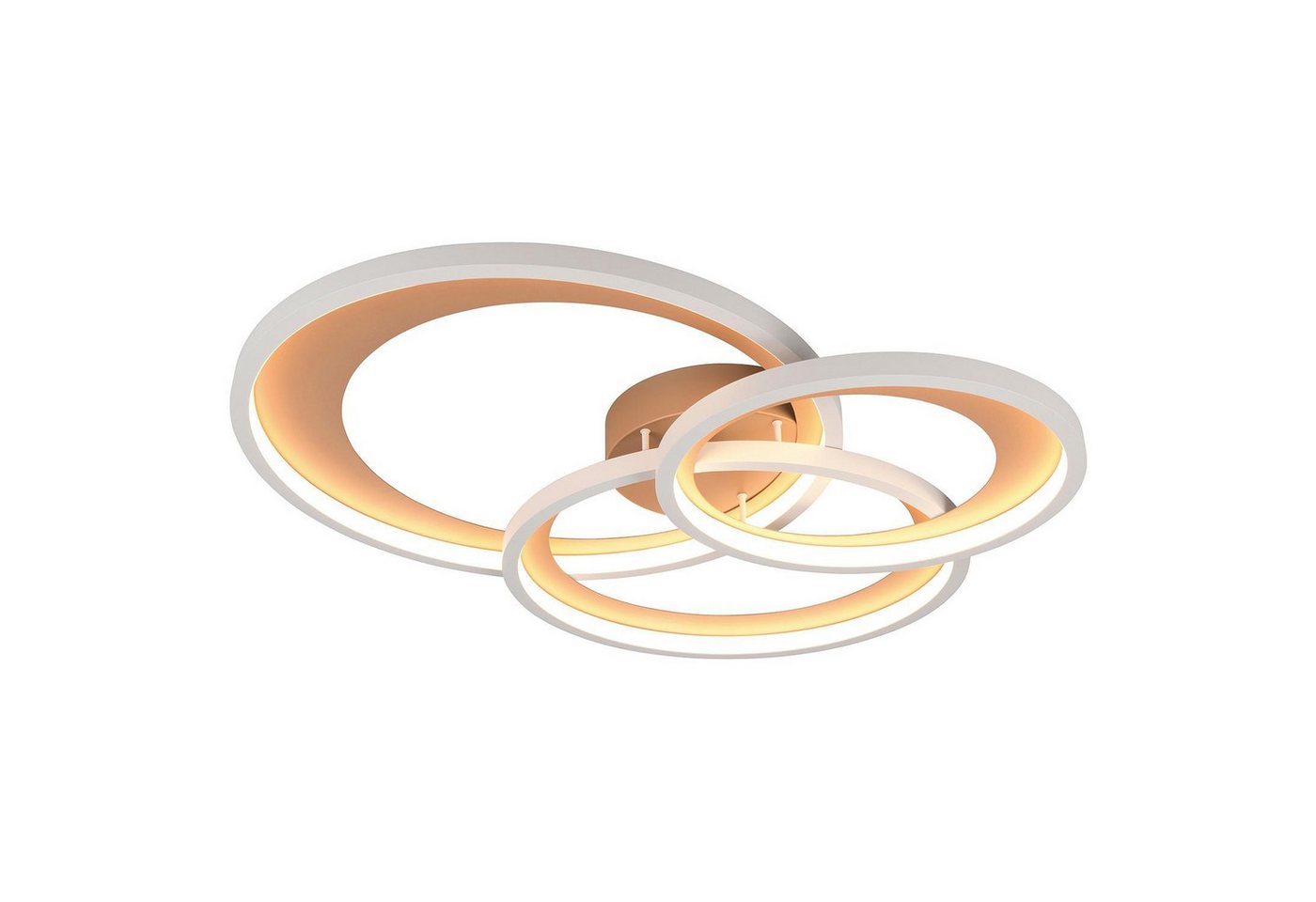 TRIO Leuchten LED Deckenleuchte GRANADA, 1-flammig, Braun, Weiß, Metall, Dimmfunktion, LED fest integriert, Warmweiß, B 72 x H 10,5 x T 63 cm von TRIO Leuchten