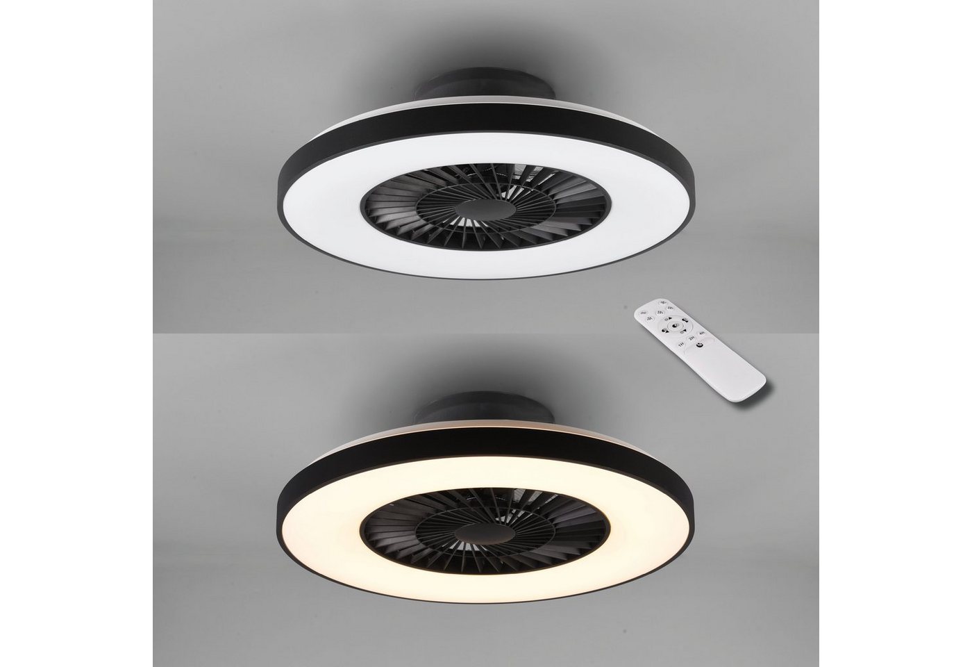 Reality Leuchten LED Deckenleuchte Halmstad Deckenventilator, Timerfunktion, Ventilatorfunktion, LED fest integriert, Neutralweiß, Deckenlampe, Ventilator, Fernbedienung, Ventilator getrennt schaltbar Reality Leuchten LED Deckenleuchte Halmstad Deckenventilator, Timerfunktion, Ventilatorfunktion, LED fest integriert, Neutralweiß, Deckenlampe, Ventilator, Fernbedienung, Ventilator getrennt schaltbar von Reality Leuchten