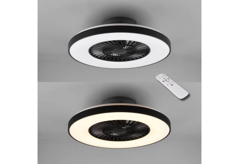 Reality Leuchten LED Deckenleuchte Halmstad Deckenventilator, Timerfunktion, Ventilatorfunktion, LED fest integriert, Neutralweiß, Deckenlampe, Ventilator, Fernbedienung, Ventilator getrennt schaltbar von Reality Leuchten