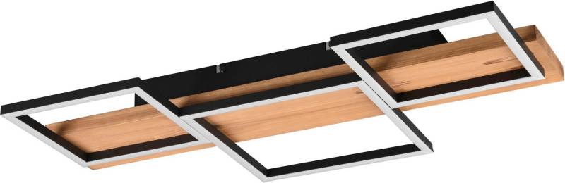 TRIO Leuchten LED Deckenleuchte Harper, Dimmfunktion, mehrere Helligkeitsstufen, LED fest integriert, Warmweiß, Deckenlampe aus Holz + Metall LED mit 3 Dimmstufen, warmweiß, 4000 Lm von TRIO Leuchten