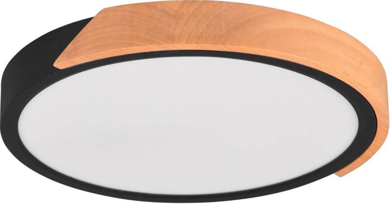 Reality Leuchten LED Deckenleuchte Jano, Dimmfunktion, mehrere Helligkeitsstufen, LED fest integriert, Warmweiß, Deckenlampe Holzschirm Ø 31cm, 20W/2400Lumen, warmweiß 3000K, dimmbar von Reality Leuchten