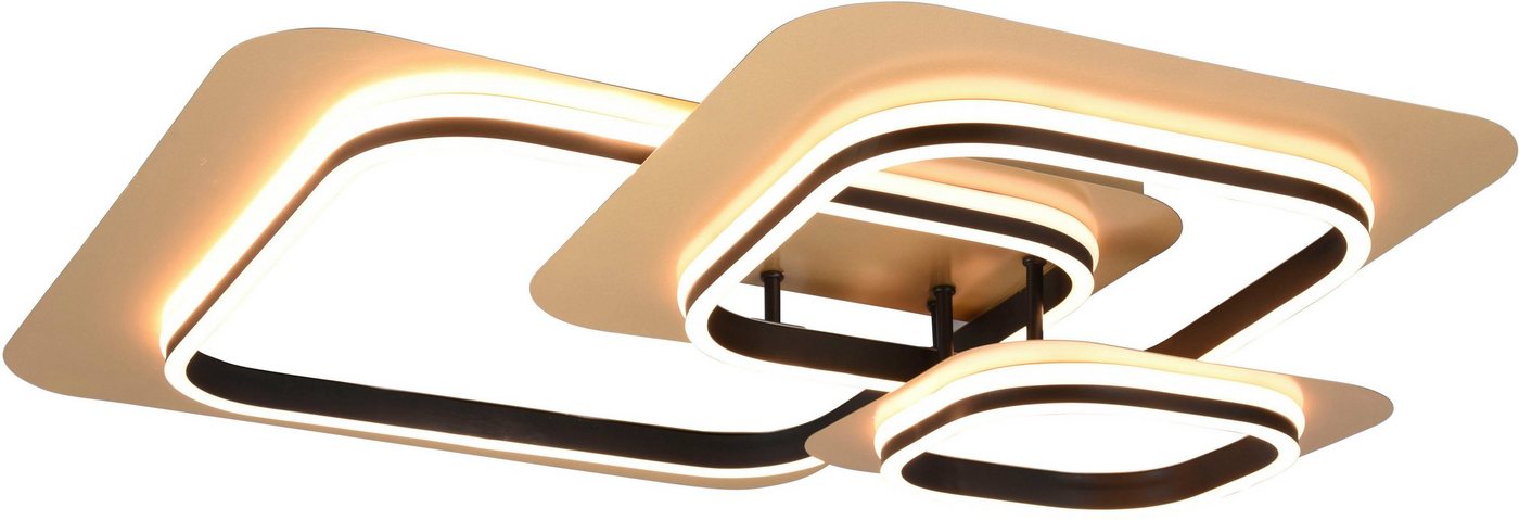 TRIO Leuchten LED Deckenleuchte Lugo, Dimmfunktion, mehrere Helligkeitsstufen, LED fest integriert, Warmweiß, Design Deckenleuchte schwarz-gold 3 Dimmstufen warmweiß 3000K 74x74 cm TRIO Leuchten LED Deckenleuchte Lugo, Dimmfunktion, mehrere Helligkeitsstufen, LED fest integriert, Warmweiß, Design Deckenleuchte schwarz-gold 3 Dimmstufen warmweiß 3000K 74x74 cm von TRIO Leuchten