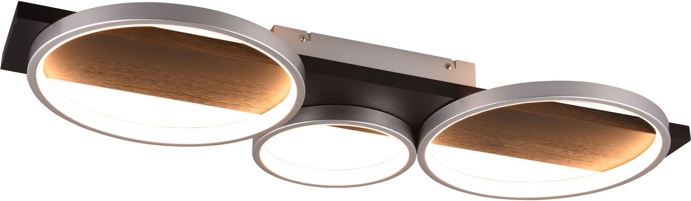 TRIO Leuchten LED Deckenleuchte MEDERA, Deckenlampe LED Ringe mit Holz Deko 33W 3800 Lumen warmweiß, Dimmfunktion, mehrere Helligkeitsstufen, LED fest integriert, Warmweiß, als Wandlampe oder Deckenlampe einsetzbar dimmbar über Wandschalter TRIO Leuchten LED Deckenleuchte MEDERA, Deckenlampe LED Ringe mit Holz Deko 33W 3800 Lumen warmweiß, Dimmfunktion, mehrere Helligkeitsstufen, LED fest integriert, Warmweiß, als Wandlampe oder Deckenlampe einsetzbar dimmbar über Wandschalter von TRIO Leuchten