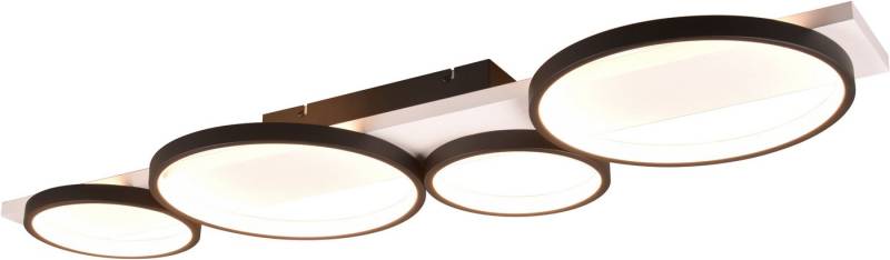 TRIO Leuchten LED Deckenleuchte MEDERA, Deckenlampe LED Ringe mit Holz Deko 44W 5100 Lumen warmweiß, Dimmfunktion, mehrere Helligkeitsstufen, LED fest integriert, Warmweiß, als Wandlampe oder Deckenlampe einsetzbar dimmbar über Wandschalter von TRIO Leuchten