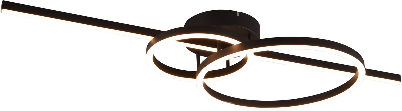 TRIO Leuchten LED Deckenleuchte MONTILLA, Deckenlampe mit Fernbedienung Lichtfarbe einstellbar dimmbar, CCT - über Fernbedienung, Dimmfunktion, Memoryfunktion, Nachtlichtfunktion, LED fest integriert, Farbwechsler, warmweiß - kaltweiß, Memoryfunktion + Nachtlicht, als Wandlampe oder Deckenlampe 6300 Lumen von TRIO Leuchten