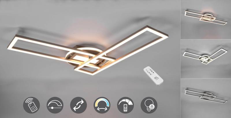 Reality Leuchten LED Deckenleuchte Twister, CCT - über Fernbedienung, Dimmfunktion, Farbwechsel, LED fest integriert, warmweiß - kaltweiß, Deckenlampe 4500 Lumen Lichtfarbe einstellbar Fernbedienung Memory Reality Leuchten LED Deckenleuchte Twister, CCT - über Fernbedienung, Dimmfunktion, Farbwechsel, LED fest integriert, warmweiß - kaltweiß, Deckenlampe 4500 Lumen Lichtfarbe einstellbar Fernbedienung Memory von Reality Leuchten