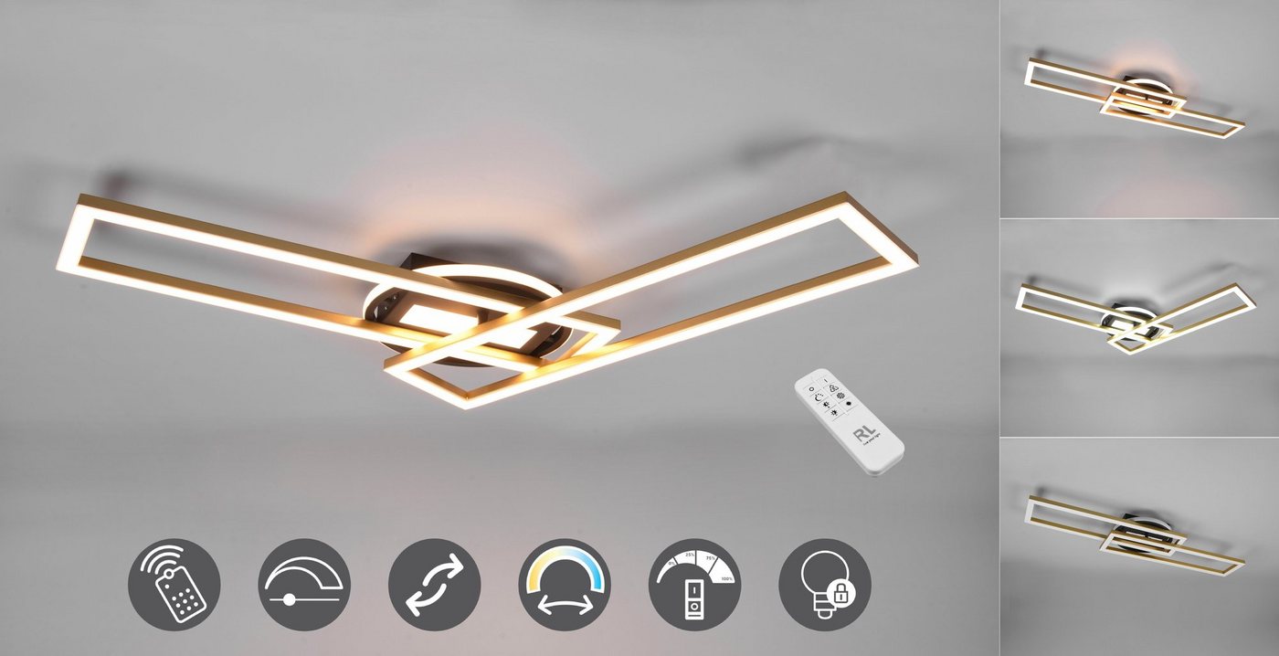 TRIO Leuchten LED Deckenleuchte Twister, CCT - über Fernbedienung, Dimmfunktion, Farbwechsel, LED fest integriert, warmweiß - kaltweiß, Deckenlampe 4500 Lumen Lichtfarbe einstellbar Fernbedienung Memory von TRIO Leuchten