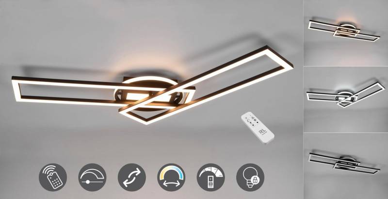 Reality Leuchten LED Deckenleuchte Twister, CCT - über Fernbedienung, Dimmfunktion, Farbwechsel, LED fest integriert, warmweiß - kaltweiß, Deckenlampe 4500 Lumen Lichtfarbe einstellbar Fernbedienung Memory von Reality Leuchten
