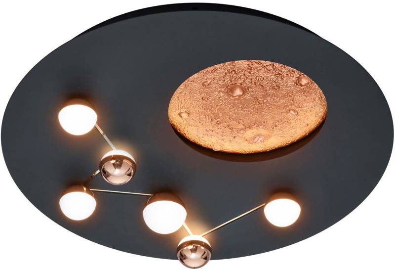 TRIO Leuchten LED Deckenleuchte ZODIAC, Deckenlampe Mond Sterne, indirektes Licht, dimmbar CCT LED 42W, Dimmfunktion, LED fest integriert, warmweiß - kaltweiß, LED Deckenlampe Schlafzimmer Ø 50cm, Lichtfarbe einstellbar, Mondoptik von TRIO Leuchten