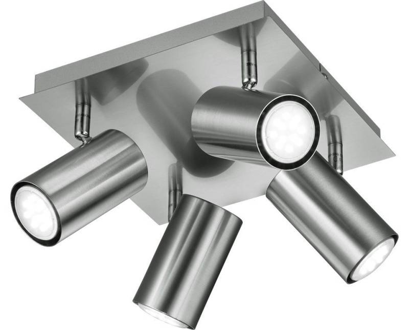 TRIO Leuchten LED Deckenstrahler Trio Leuchten 4er Spot Marley GU10, nickel matt, Ohne Leuchtmittel, Dimmbar nicht Smart Home-fähig ohne Bewegungsmelder von TRIO Leuchten