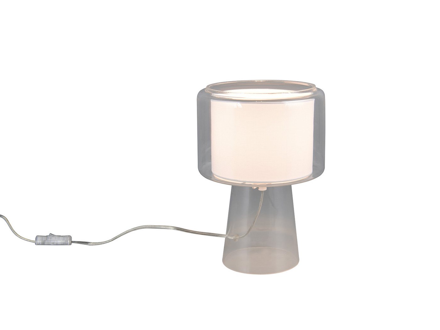 TRIO Leuchten LED Nachttischlampe, Dimmfunktion, LED wechselbar, Warmweiß, ausgefallene Tischlampe mit Glasfuß & Stoffschirm innenliegend H: 29cm von TRIO Leuchten