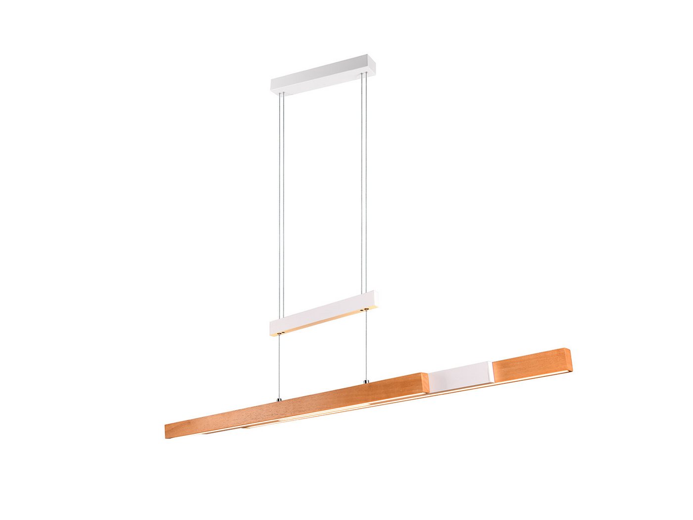 TRIO Leuchten LED Pendelleuchte, Dimmfunktion, LED fest integriert, Warmweiß, Neutralweiß, Holz-Lampe Skandinavisch ausziehbar bis 150cm, hängend über Esstisch von TRIO Leuchten