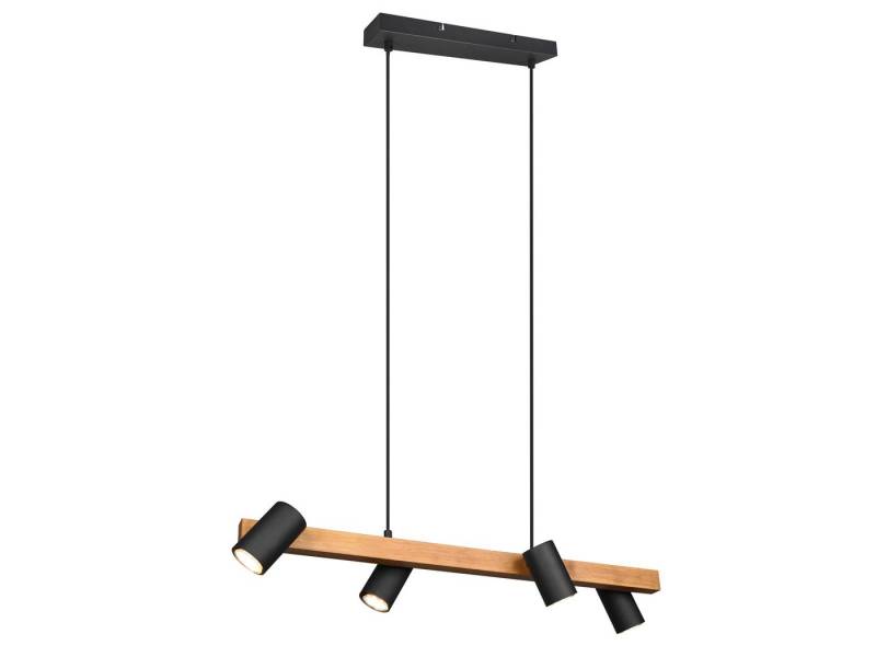 TRIO Leuchten LED Pendelleuchte, Dimmfunktion, LED wechselbar, Warmweiß, Esstisch-lampe mit Holz-balken Holz-lampen über Kochinsel, Breite 80cm von TRIO Leuchten
