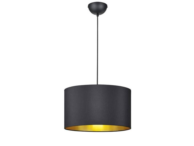 TRIO Leuchten LED Pendelleuchte, Dimmfunktion, LED wechselbar, Warmweiß, groß-e Designklassiker Lampe hängend, Stoff Lampenschirm Schwarz Gold von TRIO Leuchten