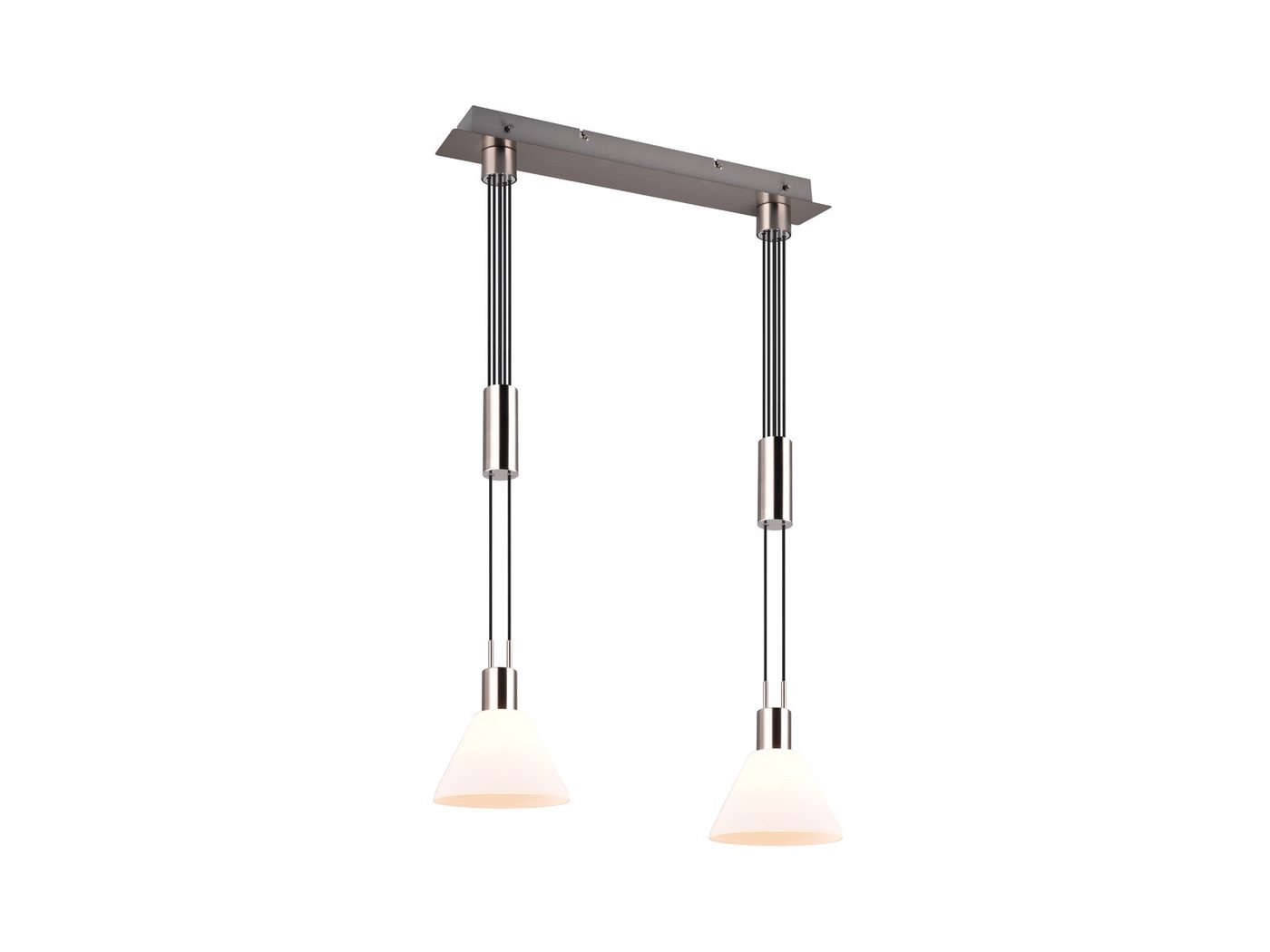 TRIO Leuchten LED Pendelleuchte, Dimmfunktion, LED wechselbar, Warmweiß, zweiflammig Glas Lampenschirm über Esstisch Couchtisch hängend B: 55cm von TRIO Leuchten